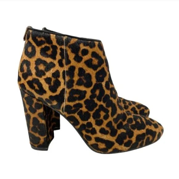 Sam Edelman Cambell Leopard Print Calf Hair Round Toe Ankle Boots - Size 8.5 - Picture 3 of 10